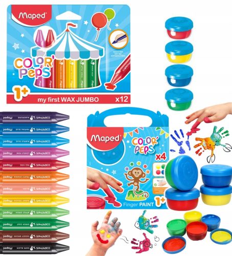  Maped Buntstifte 12 Stück + Maped Fingerfarben 812510 4x80 ml