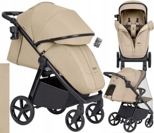  CARRELLO Bravo SL Sand Beige Kinderwagen + Regenschutz für Caretero Kinderwagen
