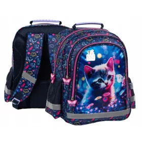    Derform-Schulrucksack mit mehreren Fächern Lilatöne, Blautöne, Rosatöne, Mehrfarbig 18 l
