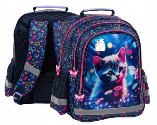  Derform-Schulrucksack mit mehreren Fächern Lilatöne, Blautöne, Rosatöne, Mehrfarbig 18 l