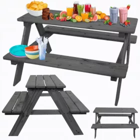    Holztisch mit Bänken für Kinder, Garten-Picknicktisch, 1-4 Jahre alt, ECO