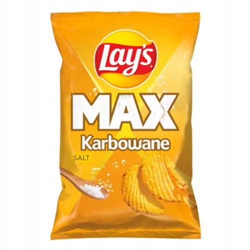 Einzelbeutel Lay’s Max geriffelte Salzchips, 120 g; Karton enthält 24 Beutel