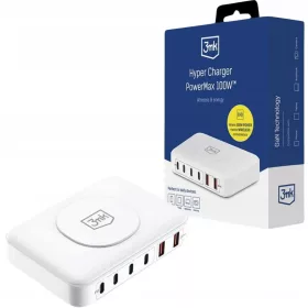    3mk Hyper Charger 100W kabelloses Tischladegerät 4x USB-C 2x USB-A -