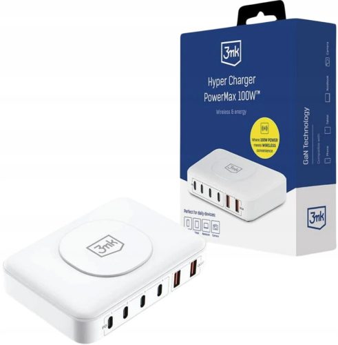  3mk Hyper Charger 100W kabelloses Tischladegerät 4x USB-C 2x USB-A -