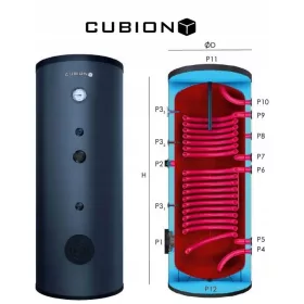    Heizung, Boiler, Solartank, 500 L, zwei CUBION CU-SO2-Spulen