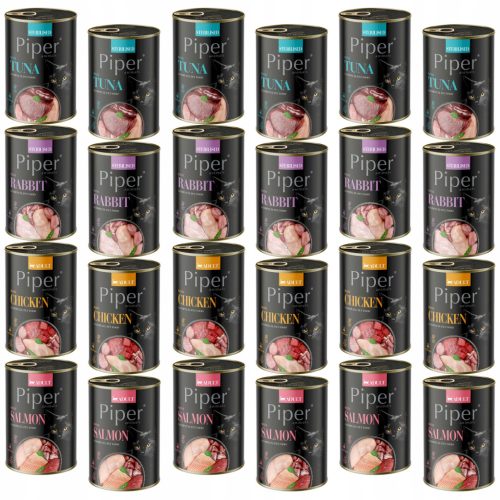  PIPER Dolina Noteci Nassfutter für Katzen, Geschmacksmischung, 24 x 400 g, getreidefrei