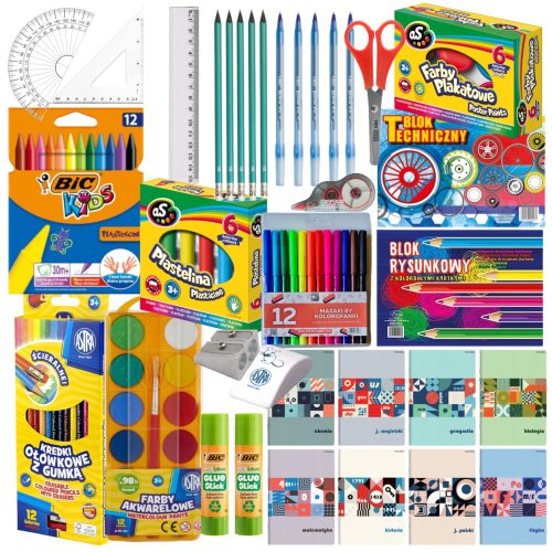  XXL-Schulausstattung, großes Schulset, Zubehör, Notizbücher, BIC ASTRA, 87-tlg