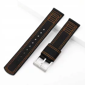  C27 20 mm schwarzes Canvas-Uhrenarmband