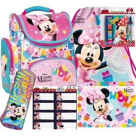    6-IN-1-SCHULRUCKSACK, MINNIE-MAUS-BLEISTIFT-ETUI, TASCHE, DERFORM-AUFKLEBER
