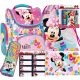  6-IN-1-SCHULRUCKSACK, MINNIE-MAUS-BLEISTIFT-ETUI, TASCHE, DERFORM-AUFKLEBER