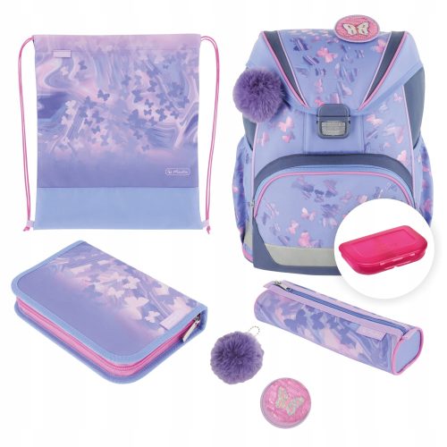  Schulranzen mit HERLITZ ULTRALIGHT PLUS BUTTERFLY PARADISE Ausstattung