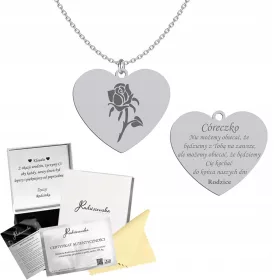    Silberne Herz-Rosen-Zitat-Halskette, Geschenk für Tochter, 925, KOSTENLOSE GRAVUR