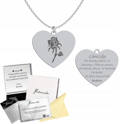  Silberne Herz-Rosen-Zitat-Halskette, Geschenk für Tochter, 925, KOSTENLOSE GRAVUR