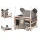  Kinderschaukel für Haus, Garten, Terrasse, 3-in-1, stabil, Holz, Samt, Bär