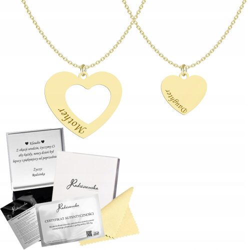  Goldhalskette für Mutter und Tochter, Geschenkschmuck, 925, KOSTENLOSE GRAVUR