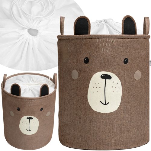  GESCHLOSSENER SPIELZEUGKORB, GROSSER BEHÄLTER, BRAUNBÄR PREMIUM XXL, 63 L