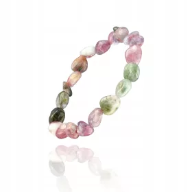    Armband mit Steinen auf elastischem Band, Regenbogenturmalin, 100 % Natursteine