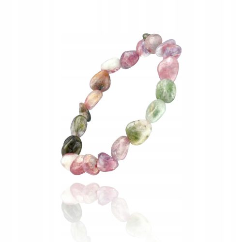  Armband mit Steinen auf elastischem Band, Regenbogenturmalin, 100 % Natursteine