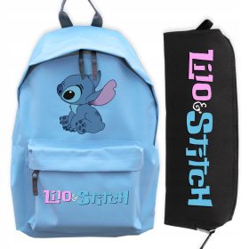   RUCKSACK-SET, blau, SCHWARZES PENCINER-ETUI, Geschenk für ein Kind LILO STICH NIKE