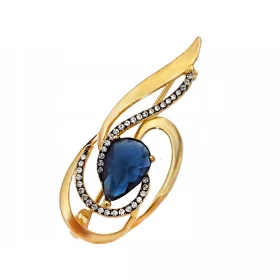    Silber vergoldete Brosche, 925er Saphir, kubischer Zirkon, 4 g vergoldet, elegantes Modell