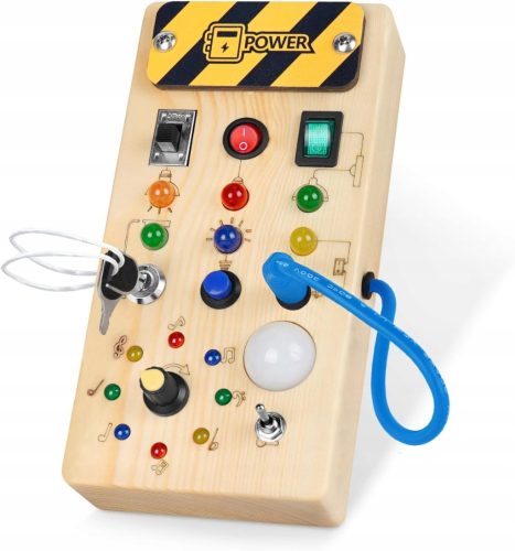  MONTESSORI BUSY BOARD SENSORISCHES SPIELZEUG AUS HOLZ 8 LED-SCHALTER