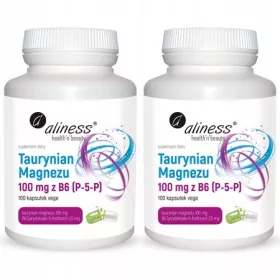   Magnesiumtaurinat 100 mg mit Vitamin B6 (P-5-P) - 100 Vegane Kapseln von Aliness