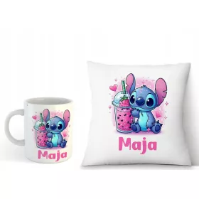    Stitch-Kissen- und Tassen-Set. Name. Tolles Geschenk, Nikolaustag