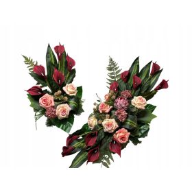    Friedhofsdekorationsset mit KALLA-Flasche, Blumenstrauß für eine Vase, Rosenkomposition