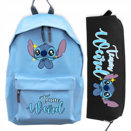  Blauer Rucksack + schwarzes Federmäppchen-Set
