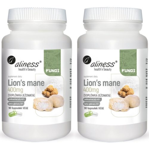 Aliness Löwenmähne 400 mg – Natürliches Nahrungsergänzungsmittel für Gedächtnis und Schlaf, 90 Vegane Kapseln