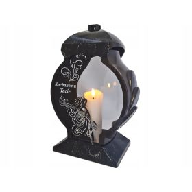    ELTERN FÜR ELTERN KERZEN KERZEN LAMPEN FÜR OB'S GRAVE SCHWARZER MARMOR + LED-FIGUR