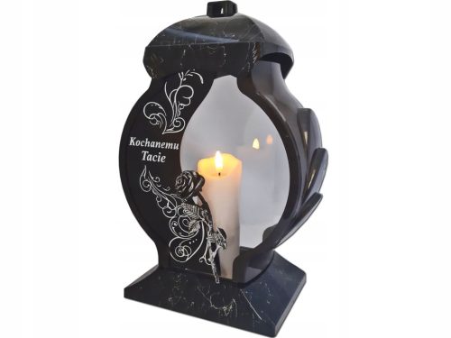 ELTERN FÜR ELTERN KERZEN KERZEN LAMPEN FÜR OB'S GRAVE SCHWARZER MARMOR + LED-FIGUR