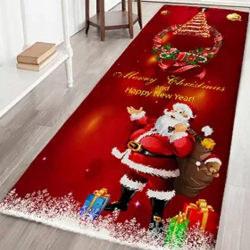    Rutschfester Teppich mit 3D-Weihnachtsdruck für Wohnzimmer, Küche,