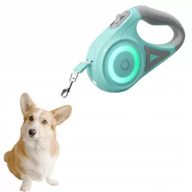    AUTOMATISCHE HUNDELEINE MIT LED-LAMPE ROJECO 5M GRÜN MIT RGB-SCHLOSS