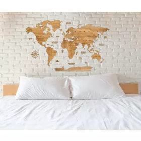  Holzweltkarte Goldeiche 150x80cm Premium