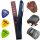  DUO-Gitarrengurt, doppelseitig, schwarzbraun, veganes Leder, Federgitarre