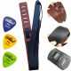  DUO-Gitarrengurt, doppelseitig, schwarzbraun, veganes Leder, Federgitarre
