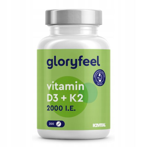 Vitamin D3 + K2 Tabletten von Gloryfeel - 200 Stück für optimale Knochengesundheit