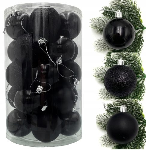  Unzerbrechliche Kugeln, SCHWARZ, 6 cm. 25 Stück in einer Tube