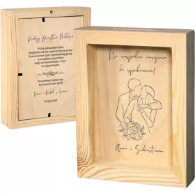    Sparschwein aus Holz, Hochzeitsgeschenk, GESCHENK FÜR DAS BRAUTPAAR. Drucken Sie Wünsche