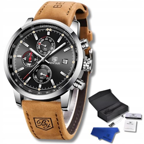  BENYAR HERRENUHR KLASSISCHER ELEGANTER CHRONOGRAPH MIT DATUM