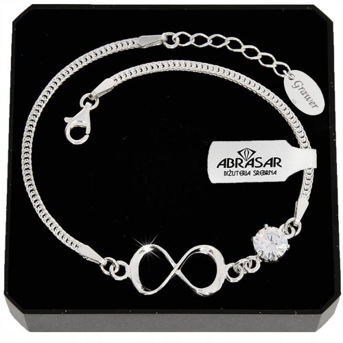  DAMEN-SILBER-INFINITY-ARMBAND MIT ZIRKONIA ALS GESCHENK MIT GRAVUR
