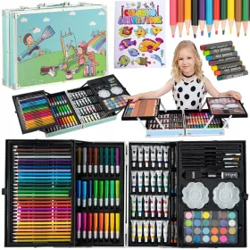    KÜNSTLERISCHES MAL-SET FÜR KINDER, KOFFER 145-teilig, GRATIS GESCHENK