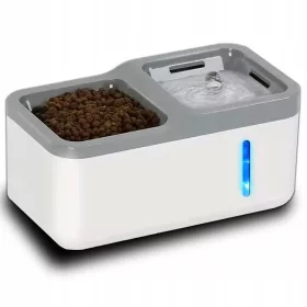    AUTOMATISCHES WASSER MIT SCHÜSSEL, 2-in-1-BRUNNEN, 1,5 l, LED-SENSOR für Katzen und Hunde