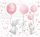  Wandaufkleber PASTELLKANINCHEN ROSA HASENLUFTBALLONS FÜR KINDER