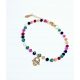  Armband Bunte Glasperlen, Gold, Hand der Fatima, Herz