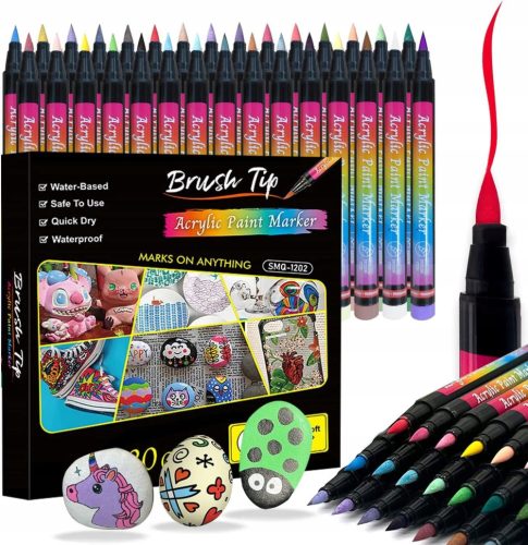  ROCK PENS ACRYLMARKER MIT FARBE 30 STÜCK 1-6 MM