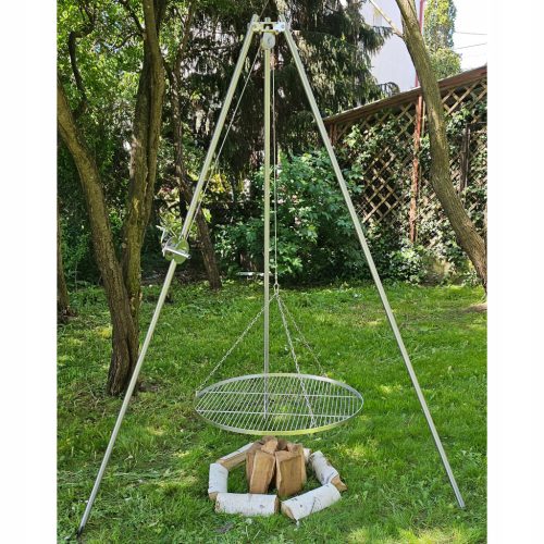  Edelstahl Dreibeingrill 250cm + Rost 80cm + Haspel INOX PREMIUM Set