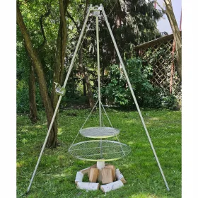    Edelstahl Dreibeingrill 250cm + 2 Roste 80 und 50cm + Haspel LUX Set