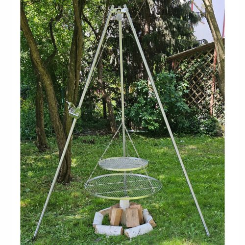  Edelstahl Dreibeingrill 250cm + 2 Roste 80 und 50cm + Haspel LUX Set